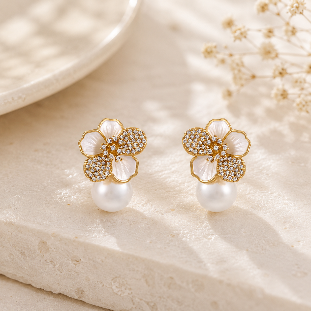 Royal Blossom Pearl Earrings